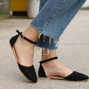 LAFAYETTE 148 | NAVY LEATHER FLATS WITH ANKLE STRAPS
